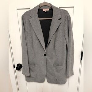 Philosophy 1X Long One Button Gingham Blazer , Grey Black White